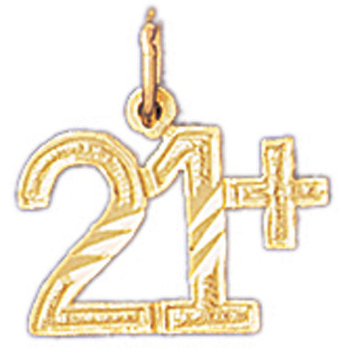 14K GOLD SAYING CHARM - 21+ #9688
