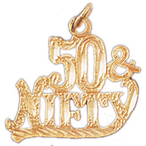 14K GOLD SAYING CHARM - 50 & NIFTY #9696