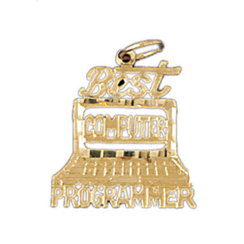 14K GOLD SAYING CHARM - BEST COMPUTER PROGRAMMER #10712