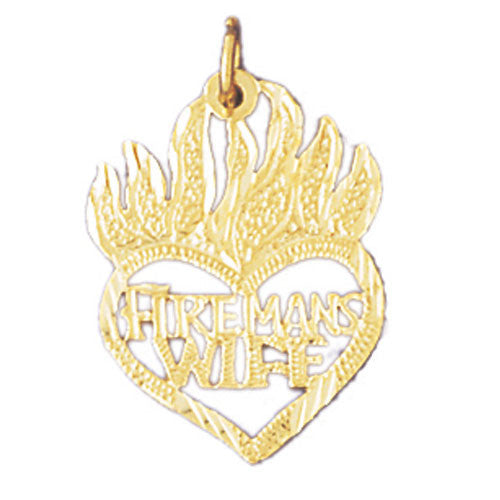 14K GOLD SAYING CHARM - FIREMANS WIFE #10880