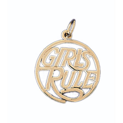 14K GOLD SAYING CHARM - GIRLS RULE #10552