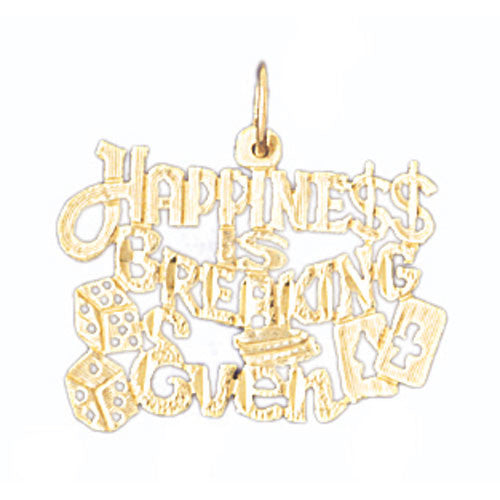 14K GOLD SAYING CHARM - HAPPINESS IS BREAKING EVEN #10667