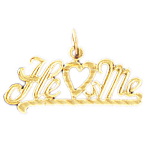 14K GOLD SAYING CHARM - HE LOVES ME #10312