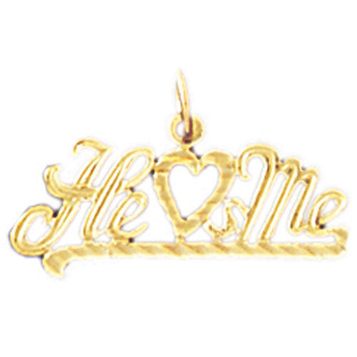 14K GOLD SAYING CHARM - HE LOVES ME #10312
