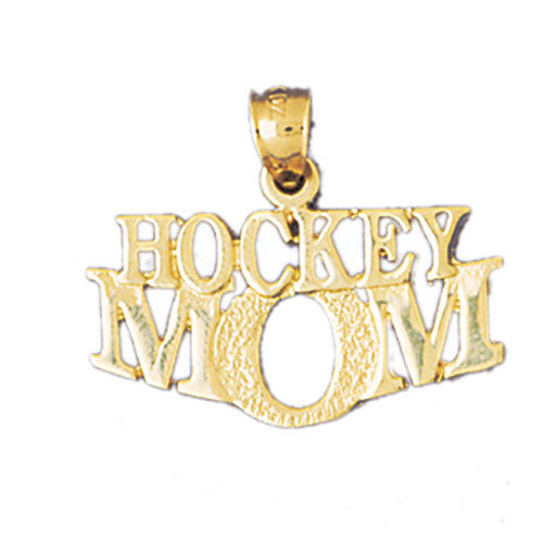 14K GOLD SAYING CHARM - HOCKEY MOM #9823