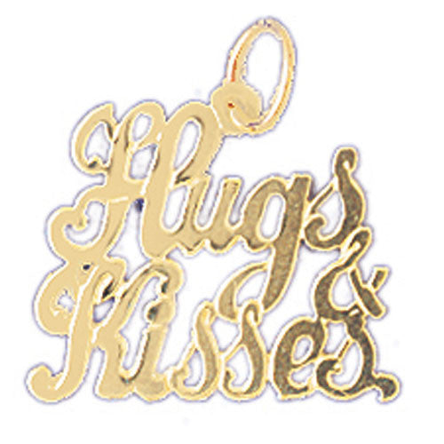 14K GOLD SAYING CHARM - HUGS & KISSES #10227