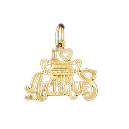 14K GOLD SAYING CHARM - I LOVE ANTIQUE #10807