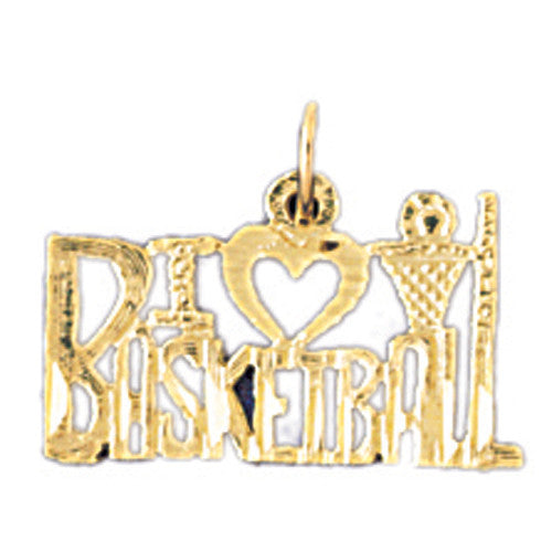 14K GOLD SAYING CHARM - I LOVE BASKETBALL #10846