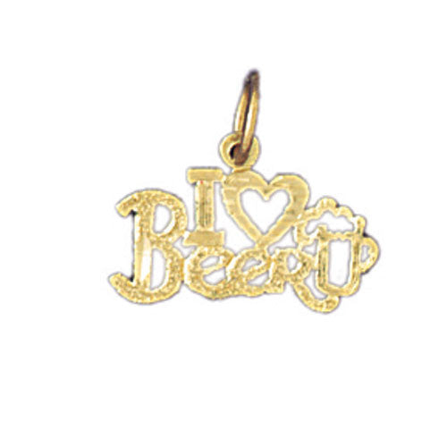 14K GOLD SAYING CHARM - I LOVE BEER #10825