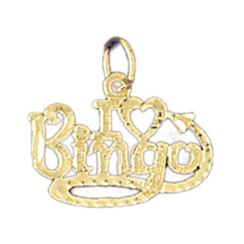 14K GOLD SAYING CHARM - I LOVE BINGO #10801