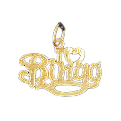 14K GOLD SAYING CHARM - I LOVE BINGO #10802