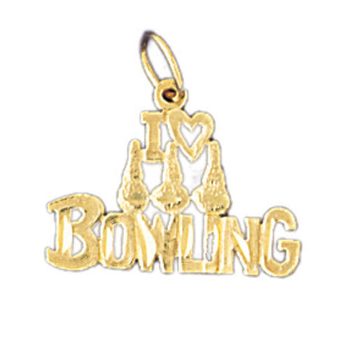 14K GOLD SAYING CHARM - I LOVE BOWLING #10797