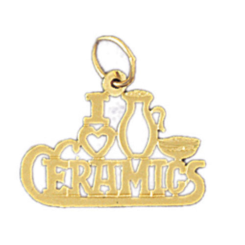 14K GOLD SAYING CHARM - I LOVE CERAMICS #10808