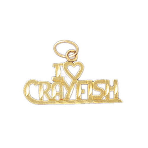 14K GOLD SAYING CHARM - I LOVE CRAYFISH #10788