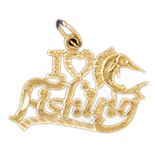 14K GOLD SAYING CHARM - I LOVE FISHING #10876