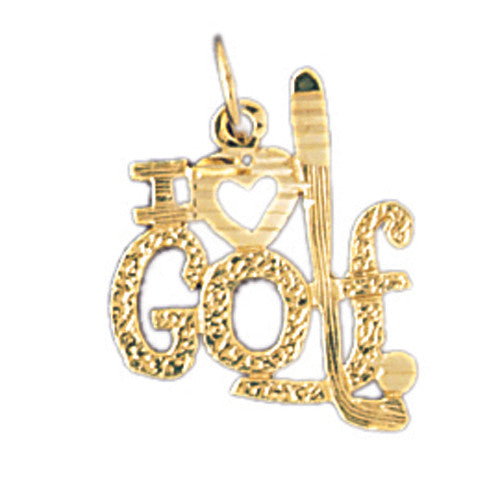 14K GOLD SAYING CHARM - I LOVE GOLF #10857