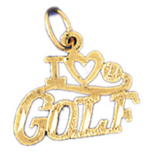 14K GOLD SAYING CHARM - I LOVE GOLF #10858