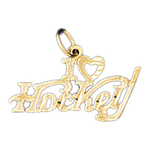 14K GOLD SAYING CHARM - I LOVE HOCKEY #10860