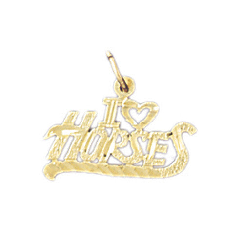 14K GOLD SAYING CHARM - I LOVE HORSES #10784