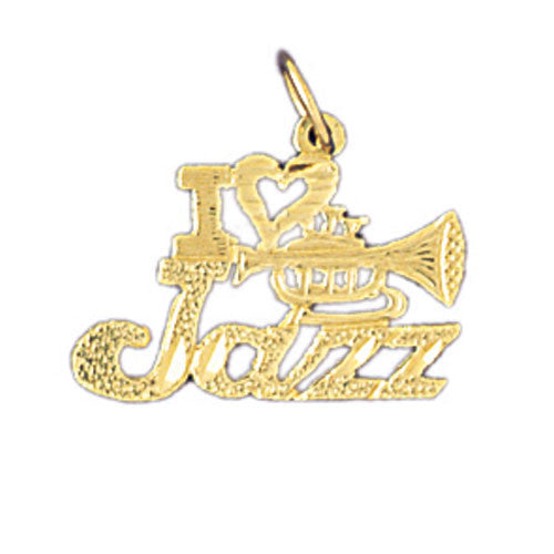 14K GOLD SAYING CHARM - I LOVE JAZZ #10813