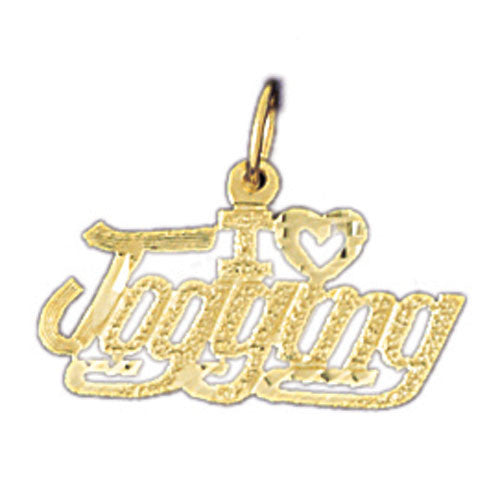 14K GOLD SAYING CHARM - I LOVE JOGGING #10793