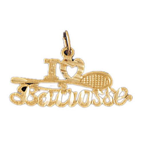 14K GOLD SAYING CHARM - I LOVE LACROSSE #10836