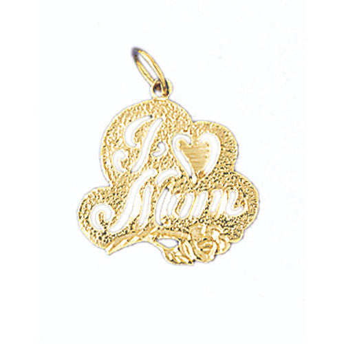 14K GOLD SAYING CHARM - I LOVE MOM #9709