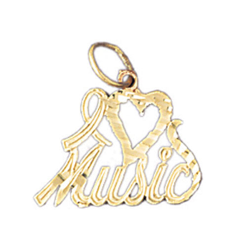 14K GOLD SAYING CHARM - I LOVE MUSIC #10809