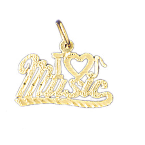 14K GOLD SAYING CHARM - I LOVE MUSIC #10810