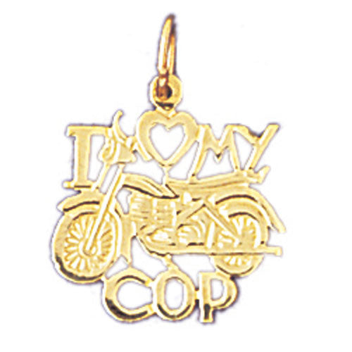 14K GOLD SAYING CHARM - I LOVE MY COP #10919