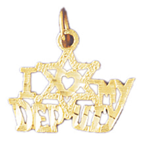 14K GOLD SAYING CHARM - I LOVE MY DEPUTY #10897