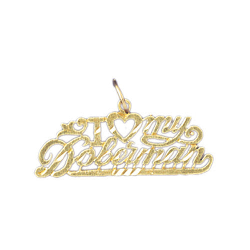 14K GOLD SAYING CHARM - I LOVE MY DOBERMAN #10787
