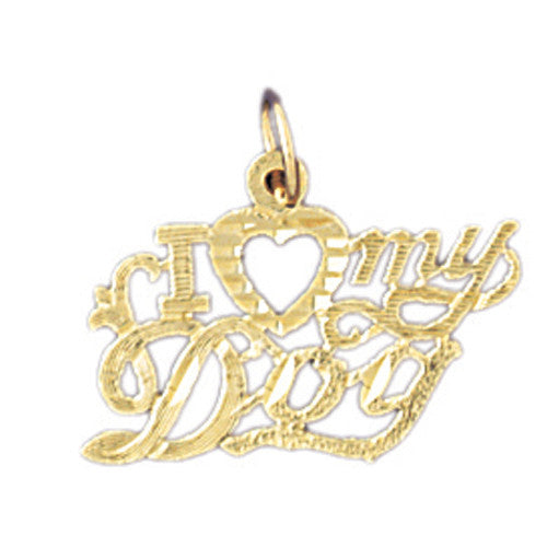 14K GOLD SAYING CHARM - I LOVE MY DOG #10786