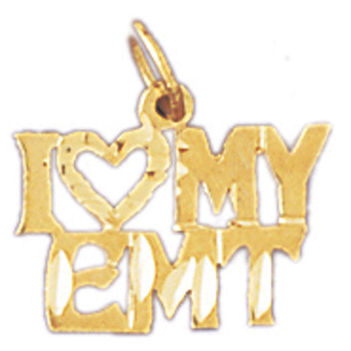 14K GOLD SAYING CHARM - I LOVE MY EMT #10894