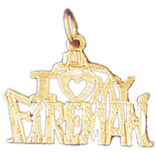 14K GOLD SAYING CHARM - I LOVE MY FIREMAN #10883