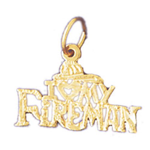 14K GOLD SAYING CHARM - I LOVE MY FIREMAN #10884