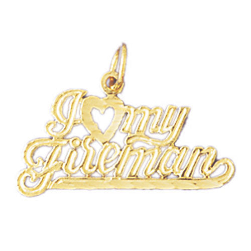 14K GOLD SAYING CHARM - I LOVE MY FIREMAN #10885