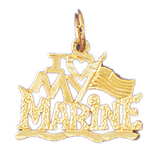 14K GOLD SAYING CHARM - I LOVE MY MARINE #10904