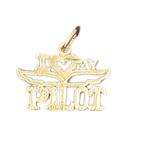 14K GOLD SAYING CHARM - I LOVE MY PILOT #10762