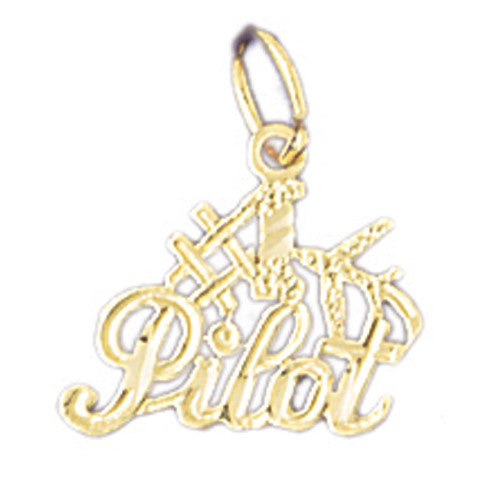 14K GOLD SAYING CHARM - I LOVE MY PILOT #10763