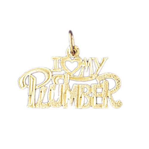 14K GOLD SAYING CHARM - I LOVE MY PLUMBER #10773