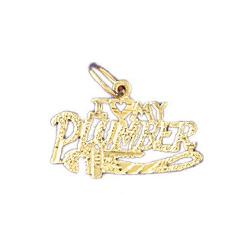 14K GOLD SAYING CHARM - I LOVE MY PLUMBER #10774