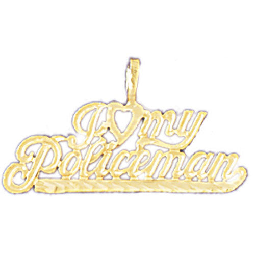 14K GOLD SAYING CHARM - I LOVE MY POLICEMAN #10933