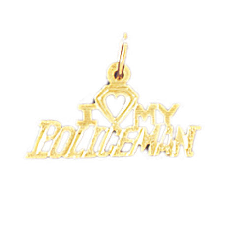 14K GOLD SAYING CHARM - I LOVE MY POLICEMAN #10934