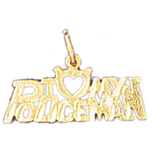 14K GOLD SAYING CHARM - I LOVE MY POLICEMAN #10936