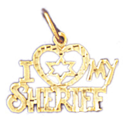 14K GOLD SAYING CHARM - I LOVE MY SHERIFF #10942