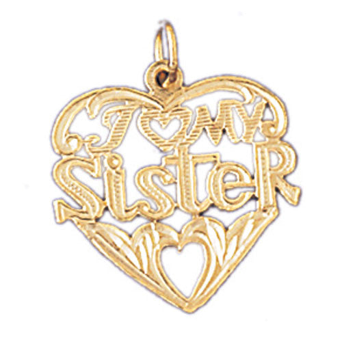14K GOLD SAYING CHARM - I LOVE MY SISTER #9946
