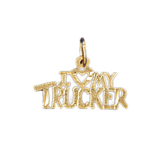 14K GOLD SAYING CHARM - I LOVE MY TRUCKER #10749