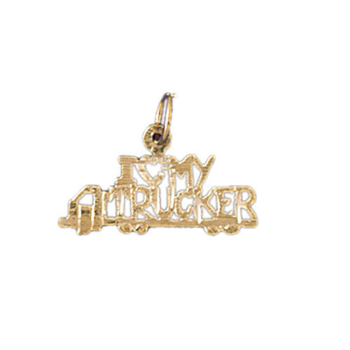 14K GOLD SAYING CHARM - I LOVE MY TRUCKER #10750