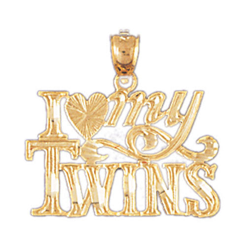 14K GOLD SAYING CHARM - I LOVE MY TWINS #9928